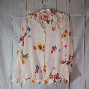 Zara Trafaluc long sleeve floral top